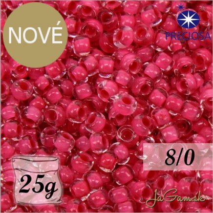 Rokajl Preciosa 8/0 Priehľadná s ružovým prieťahom č.08A77-25g (PR08014)